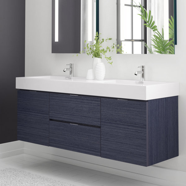 Ebern Designs Royka 59.25'' Wall Mounted Double Bathroom Vanity with